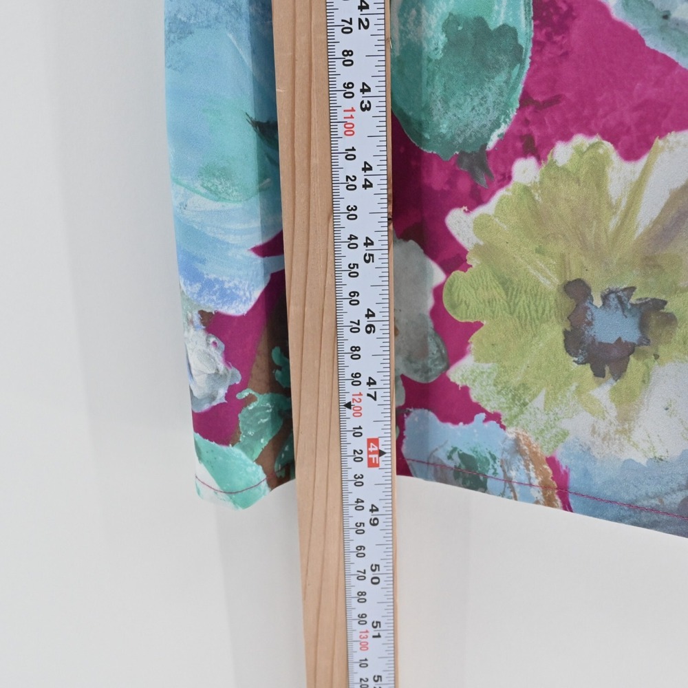 ACOA Dress Size M Blue Magenta Floral Print Strapless V Neck Midi Slip Vacation - Picture 6 of 13